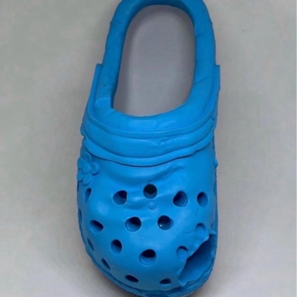 Large Blue‎ Natural Rubber Dog Chew Toy Slipper | 6x3 in | Treat Dispenser